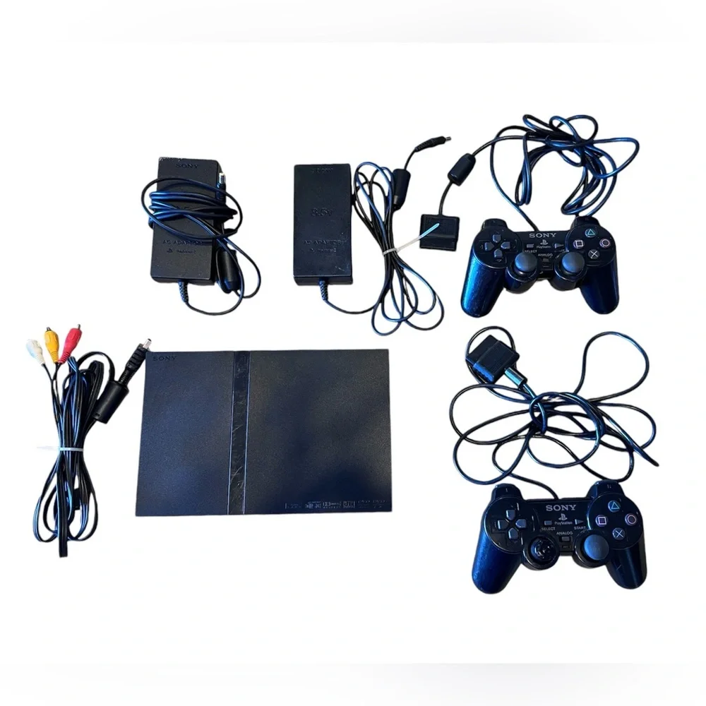PlayStation 2 PS2 Slim Console Bundle - 2 Oem Controllers
